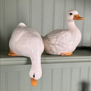 Pair of white White Duck Figurines
